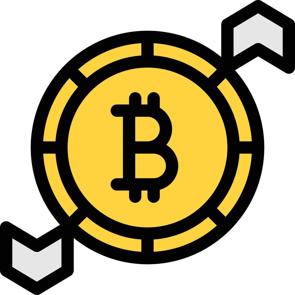 Ilustración de vector de bitcoin en un fondo. Símbolos de calidad premium. iconos vectoriales para concepto y diseño gráfico.