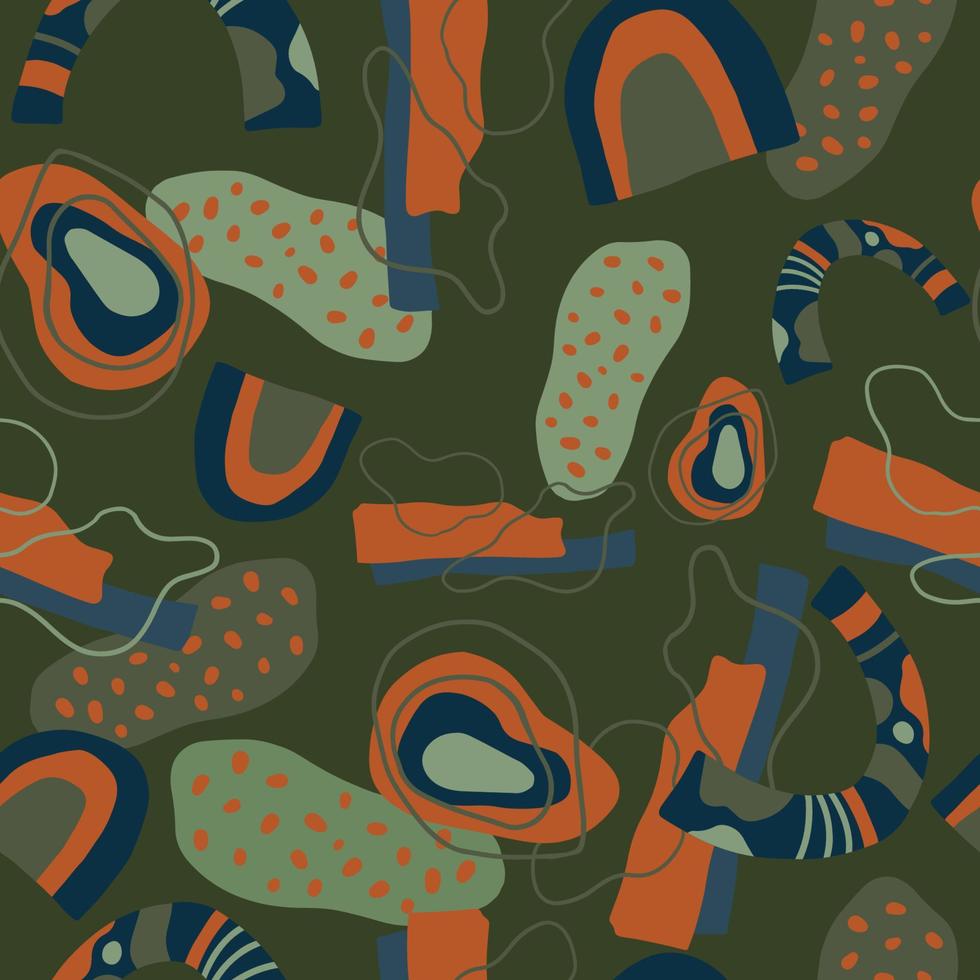 Abstract organic shape seamless pattern. Boho style repeat background vector