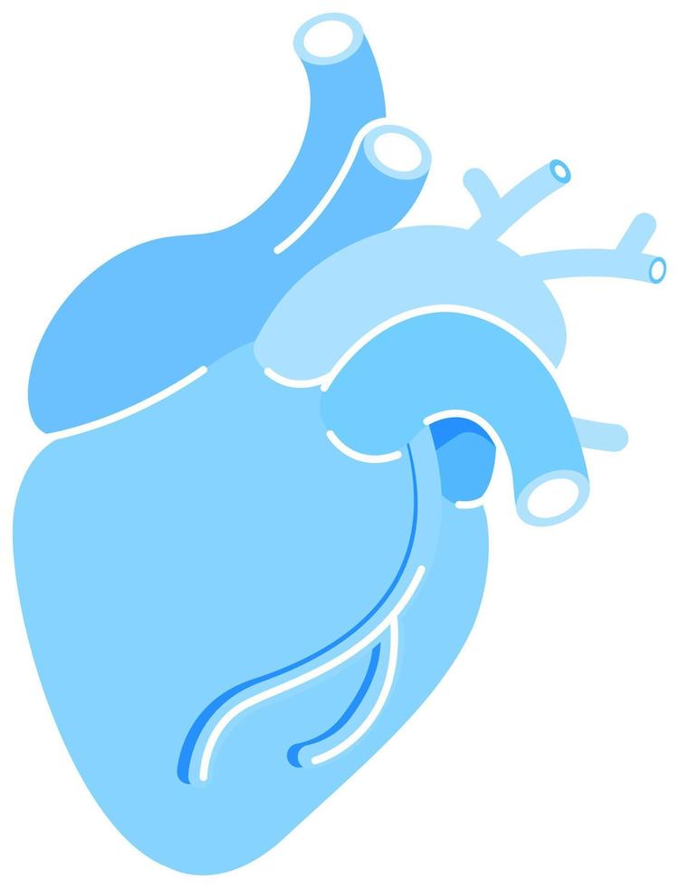 Realistic blue heart semi flat color vector object