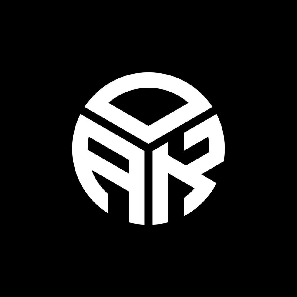 OAK letter logo design on black background. OAK creative initials letter logo concept. OAK letter design. vector