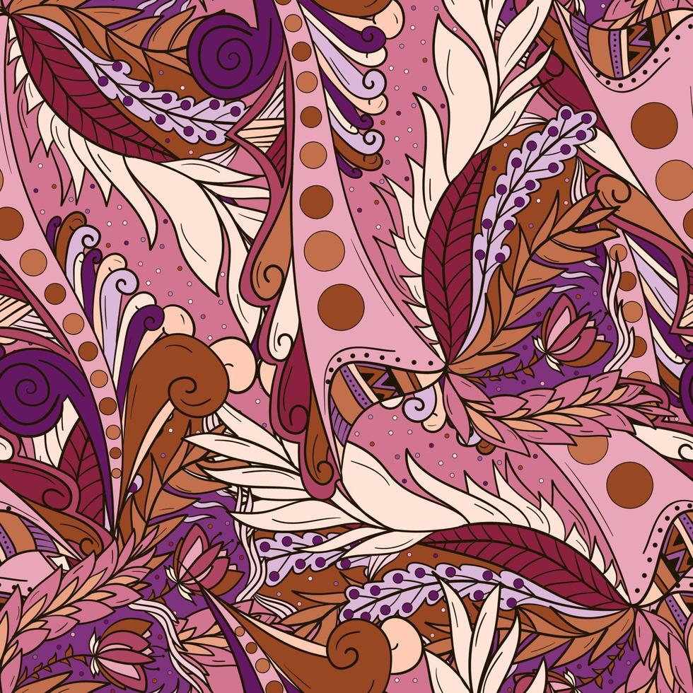 Seamless pattern background with abstract leaves and flower vector