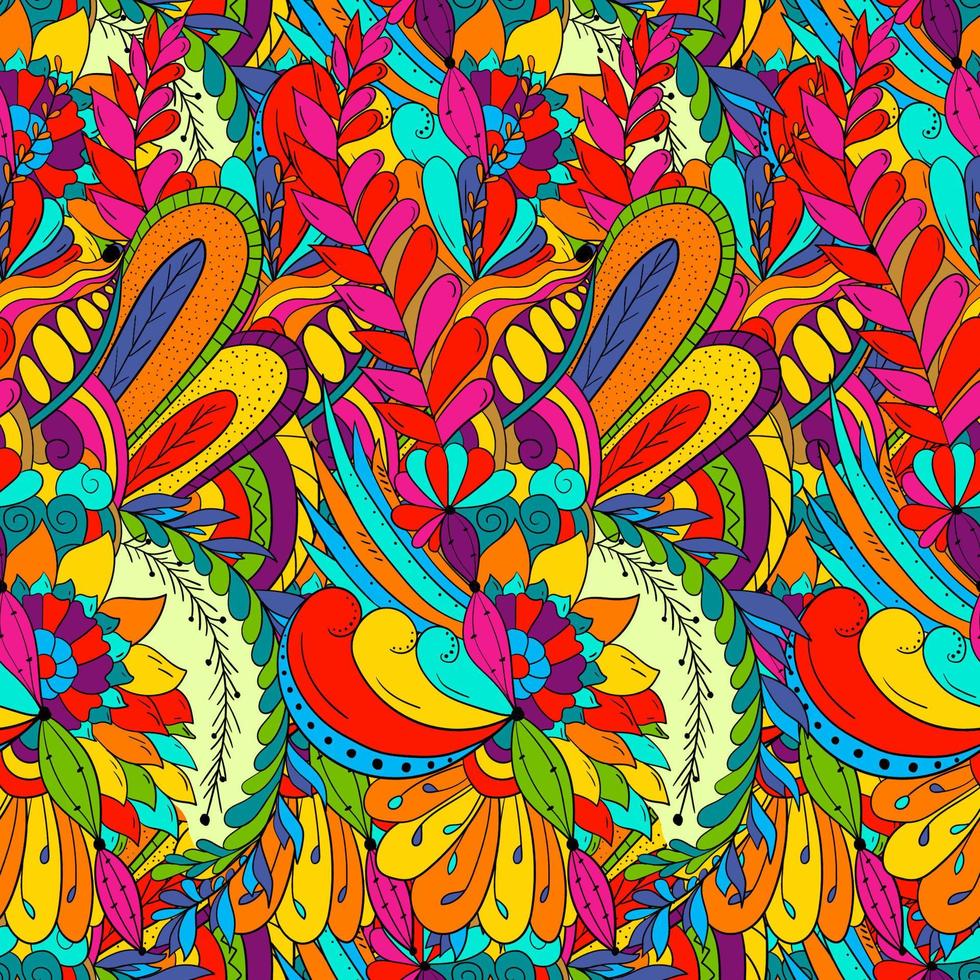 patrón sin costuras de hojas, flores y bayas. fondo floral vector