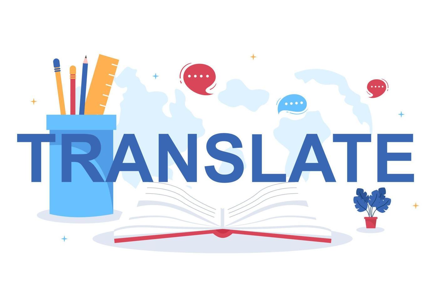 traductor o ilustración del idioma de traducción. saluda en diferentes países y diseño de dibujos animados de comunicación internacional multilingüe vector