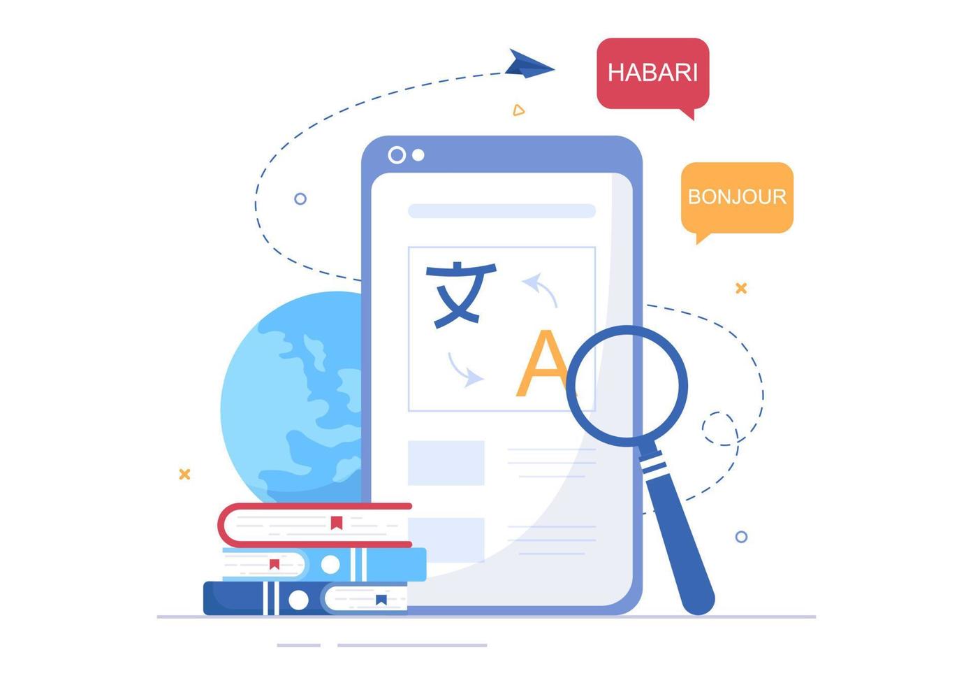 Translator or Translation Language Illustration. Say hello in Different Countries and Multilingual International Communication Cartoon Design vector