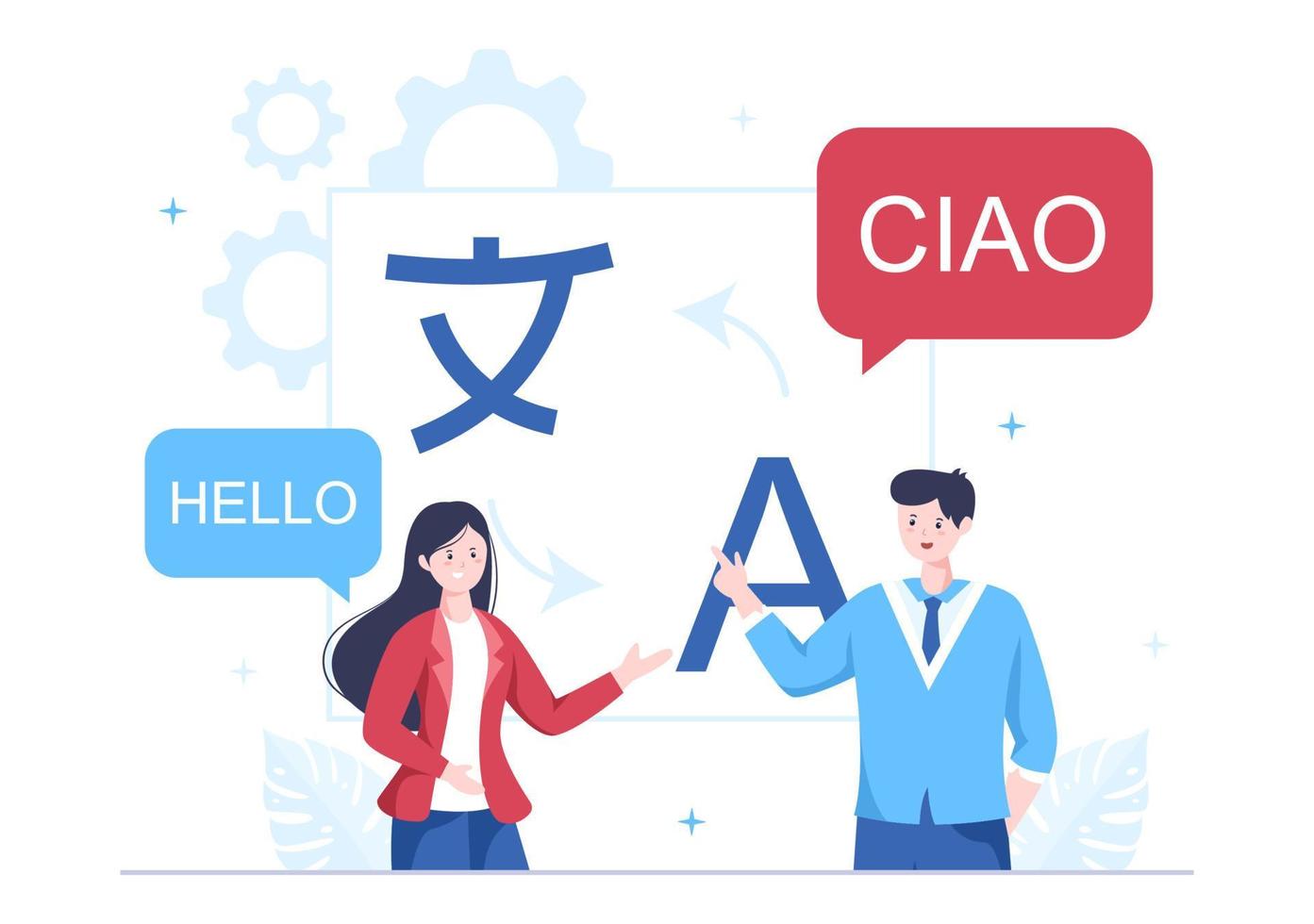 Translator or Translation Language Illustration. Say hello in Different Countries and Multilingual International Communication Cartoon Design vector