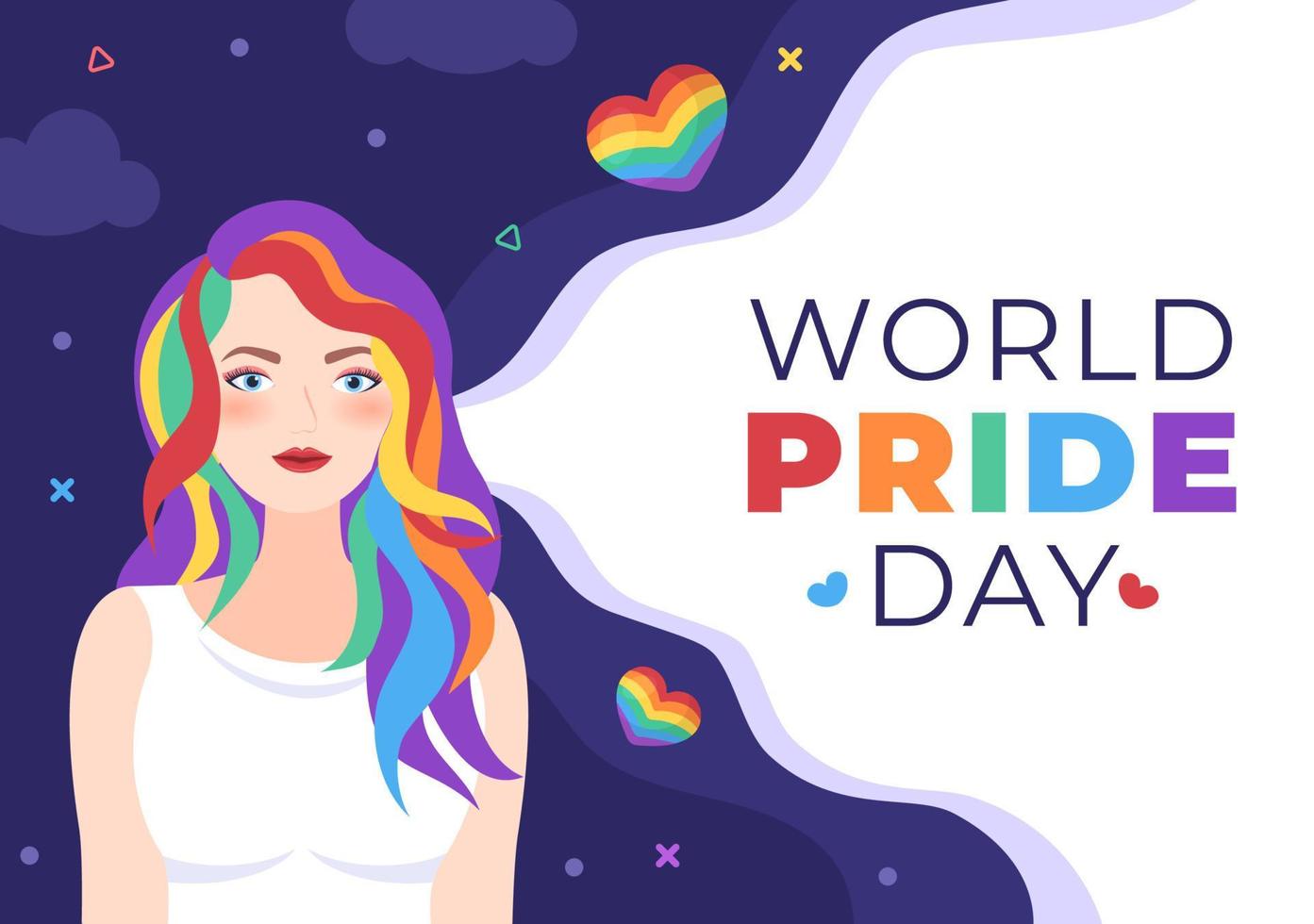 Happy Pride Month Day with LGBT Rainbow and Transgender Flag to Parade Against Violence, Discrimination, Equality or Homosexuality in Cartoon Illustration vector