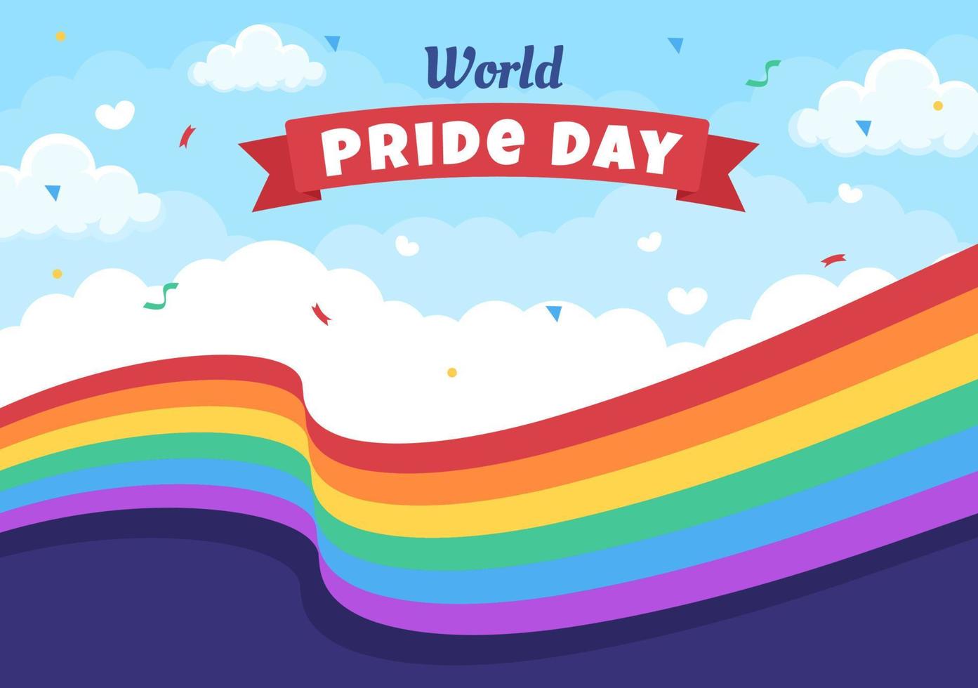 Happy Pride Month Day with LGBT Rainbow and Transgender Flag to Parade Against Violence, Discrimination, Equality or Homosexuality in Cartoon Illustration vector
