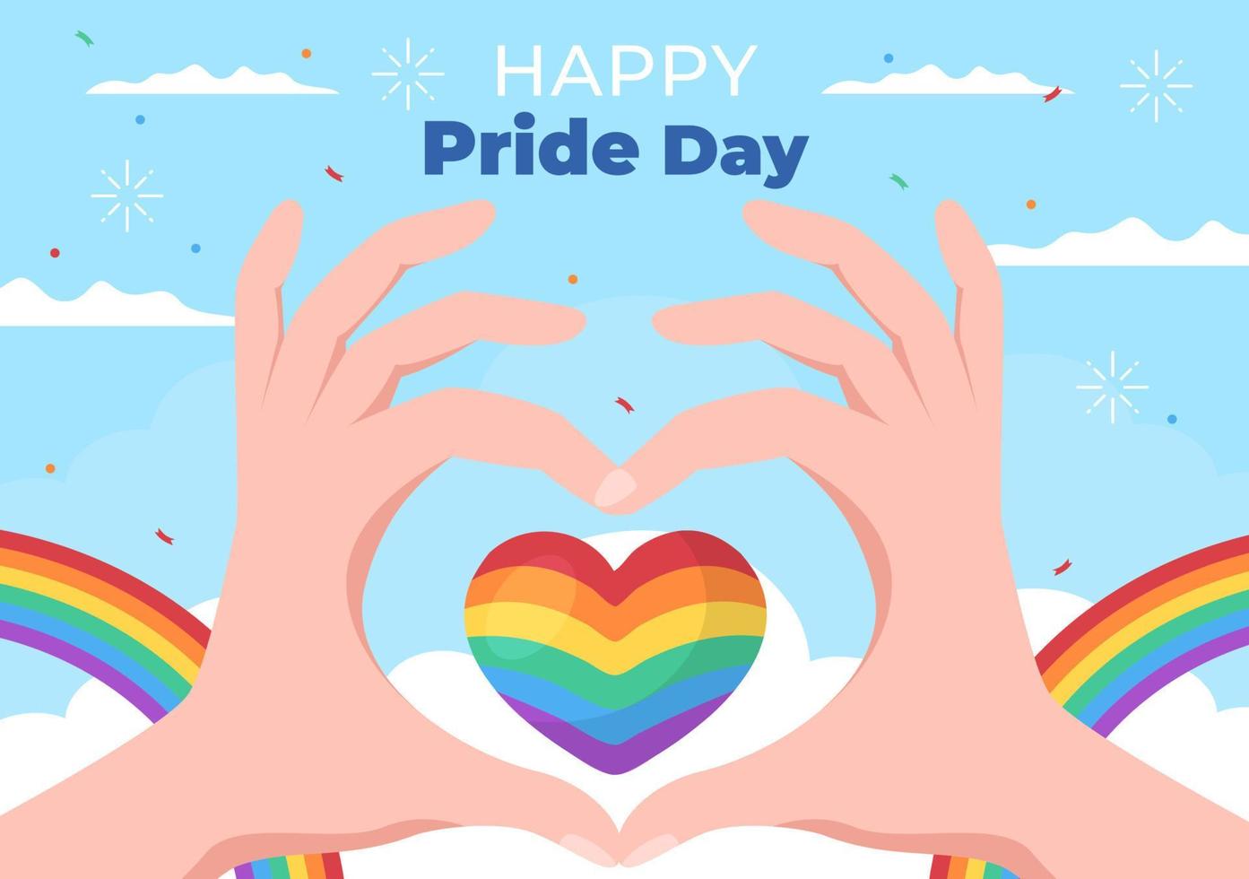 Happy Pride Month Day with LGBT Rainbow and Transgender Flag to Parade Against Violence, Discrimination, Equality or Homosexuality in Cartoon Illustration vector