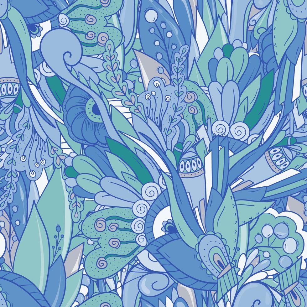 Floral seamless pattern with leaves, flowers and berries. vector