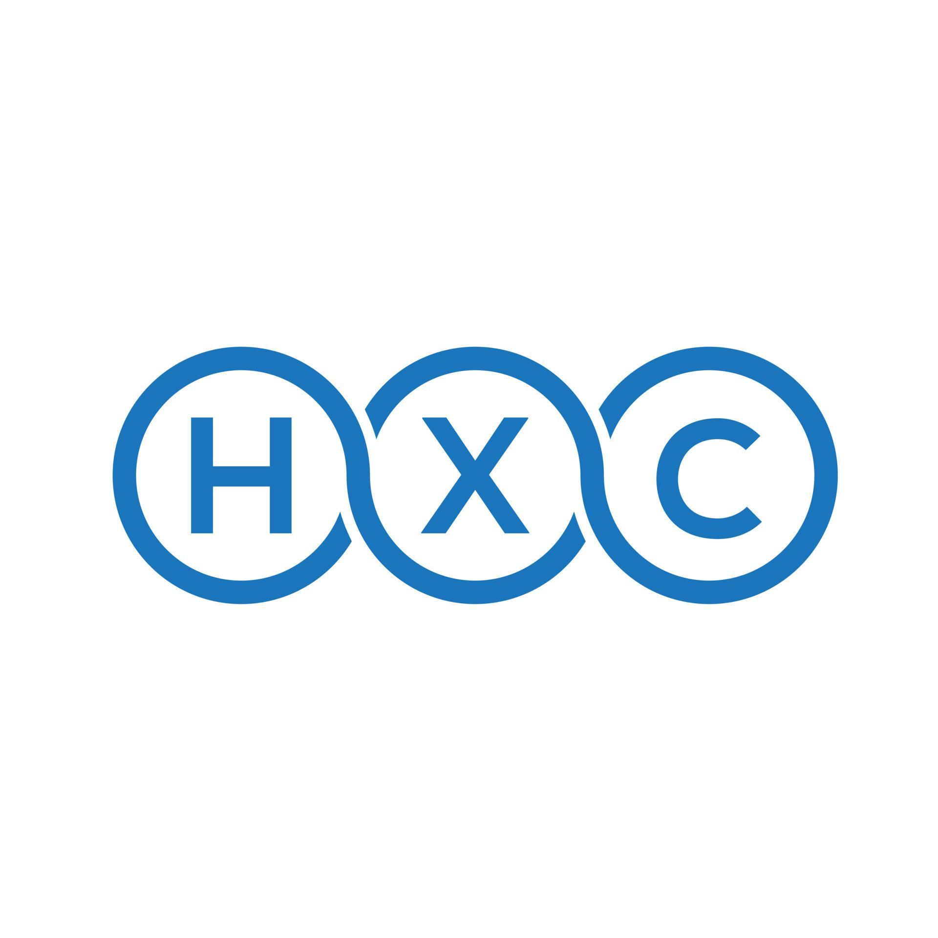 HXC letter logo design on white background. HXC creative initials