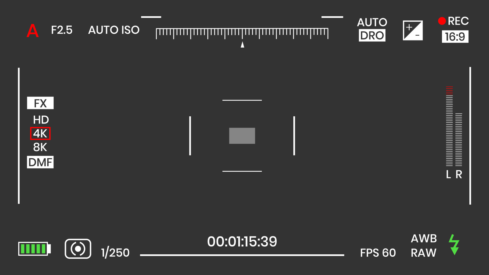Camera viewfinder video or photo frame recorder flat style design
