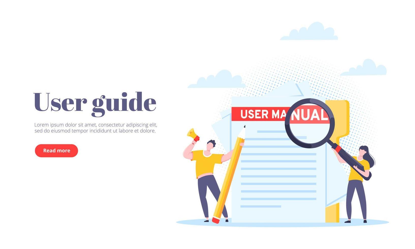 User manual guide book flat style design vector illustration.