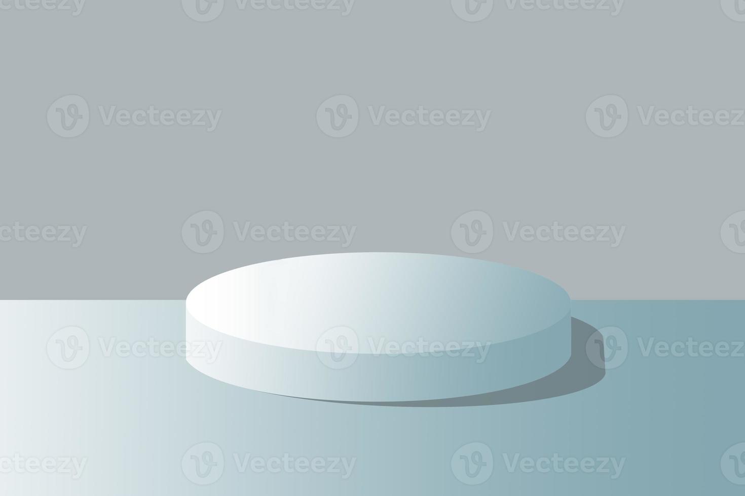 circle Pedestal of Platform display with blue gray podium on grey background. Blank Exhibition or empty product shelf, abstract photo
