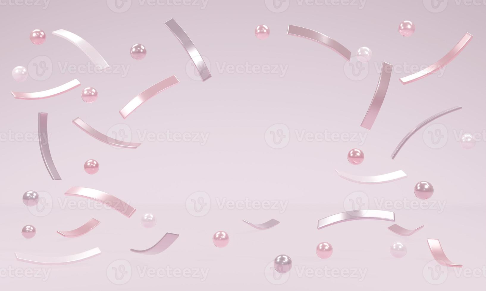 3D Rendering concept of Confetti pastel frame. Colorful and shiny geometric confetti falling on pink background. Celebration holiday design elements for web, commercial design. photo