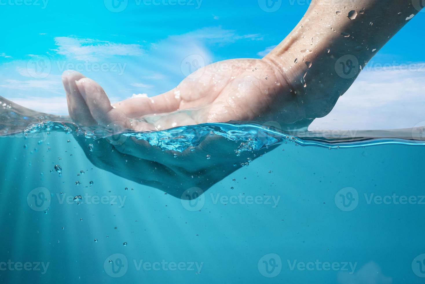 blue sea waves stopped steaming with separate bubbles on a white background. Popular corners, natural concepts photo