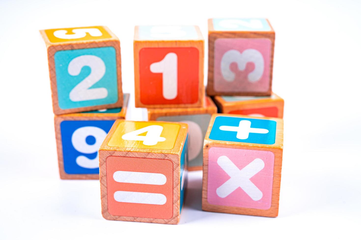 Math number colorful on white background, education study mathematics learning teach concept. photo