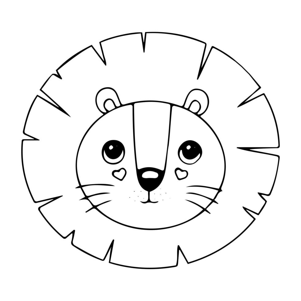 Cute cartoon lion face, vector icon