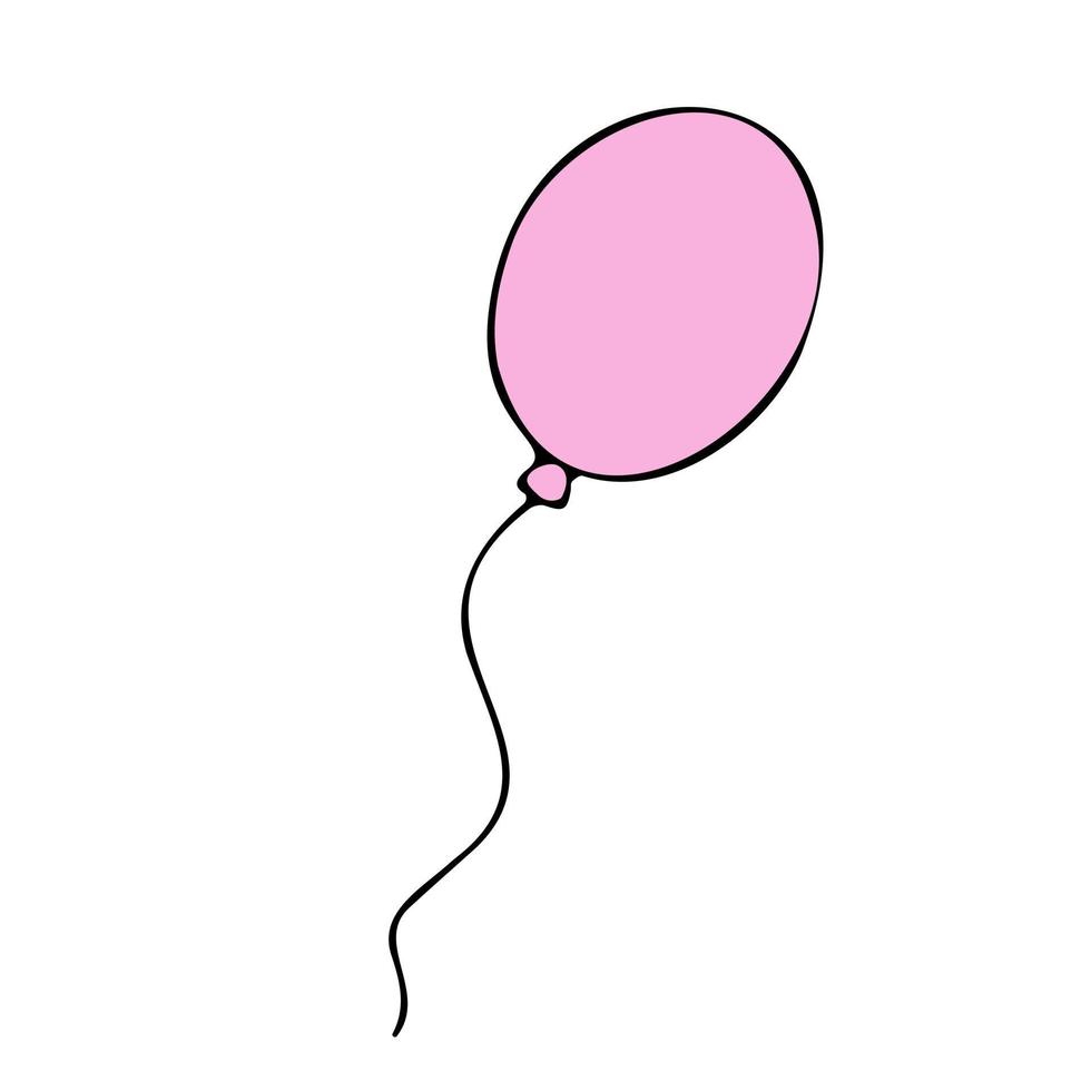 Cute vector doodle balloon, icon, illustration