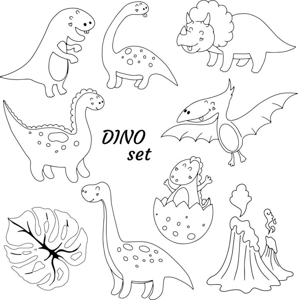 Dinosaurs vector set in cartoon style