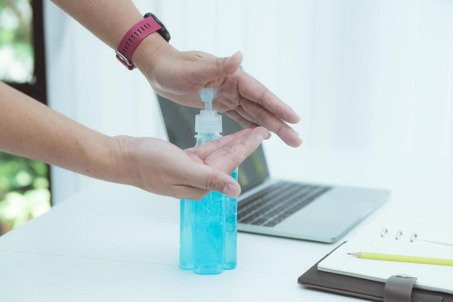 Hand sanitiser gel or gel to prevent virus infection for prevent covid-19 virus hygiene and prevention for  corona virus infection Coronavirus disease 2019 Medical and protection concept. photo