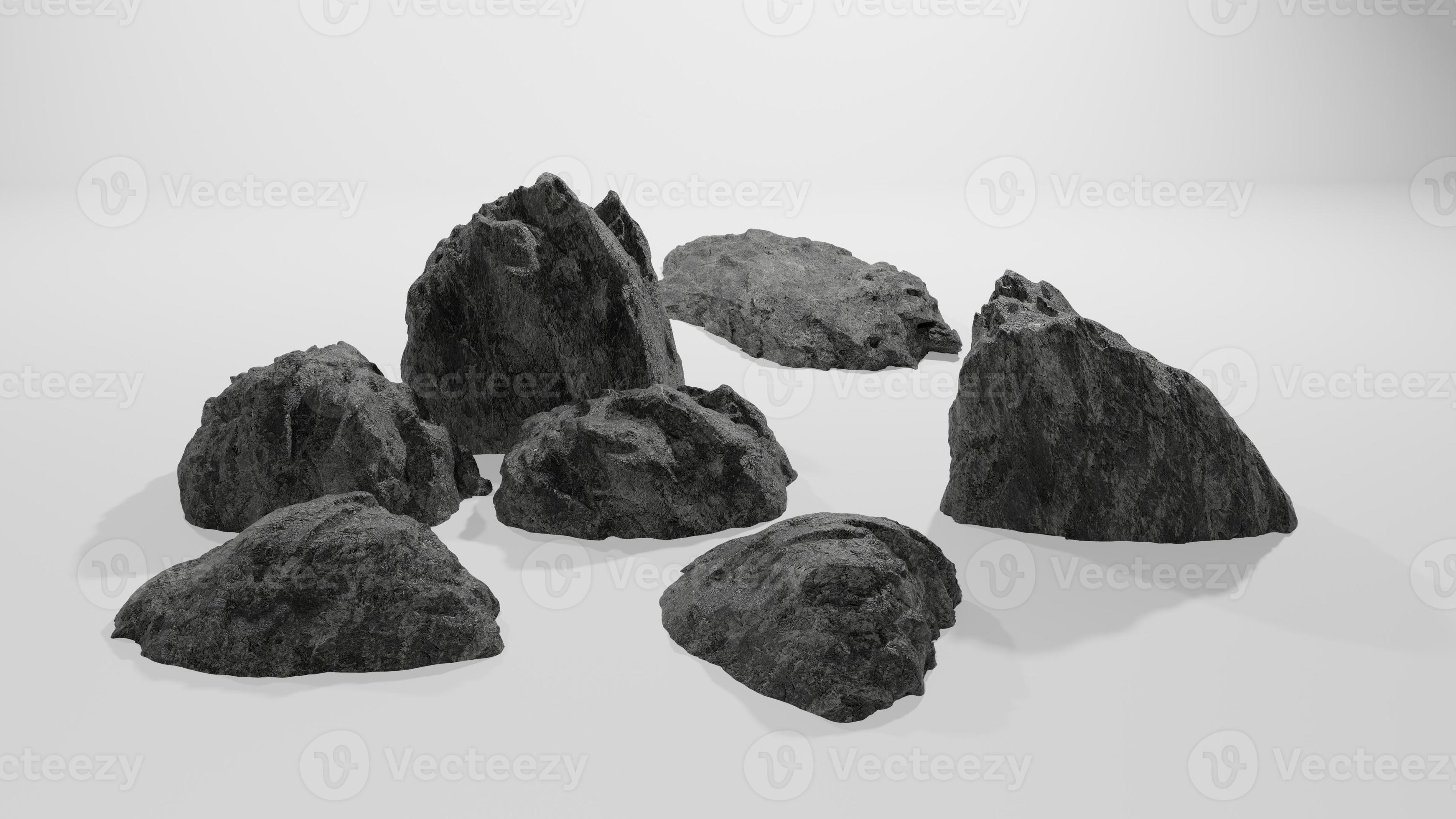 Big rocks that are strong, beautiful, look very realistic, white background.  Make it easier for you to use in video editing 3D rendering. 7261960 Stock  Photo at Vecteezy