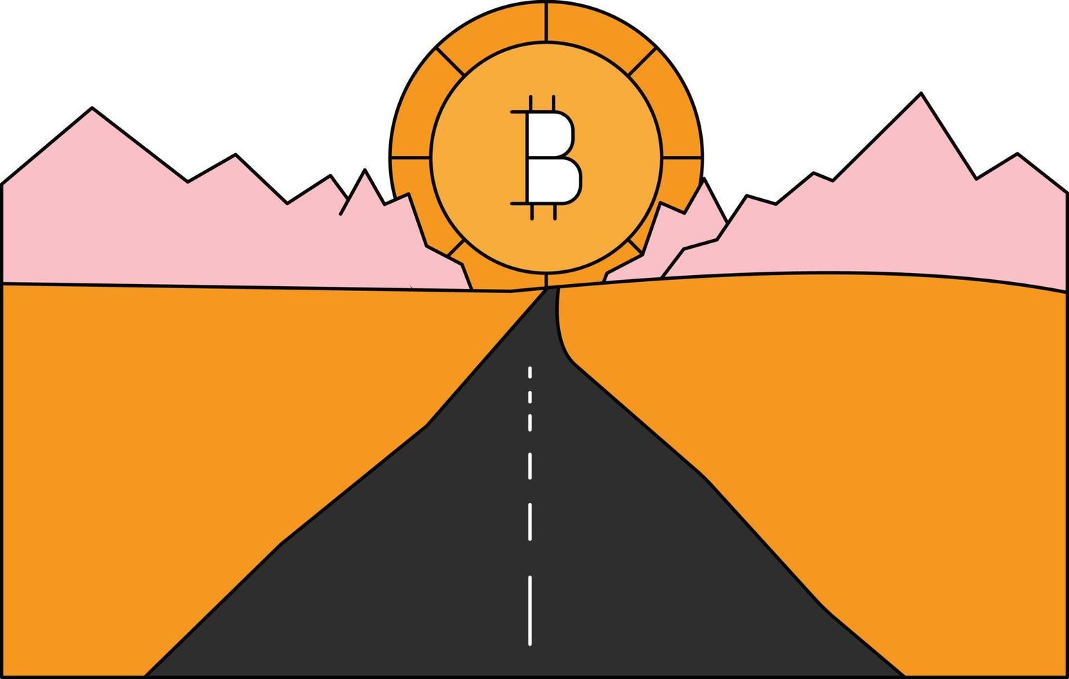 Bitcoin is in the mining area. vector