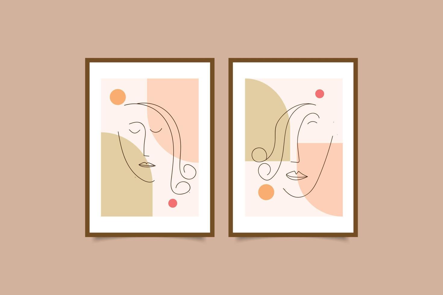 set of modern wall art poster abstract minimalist line art vector
