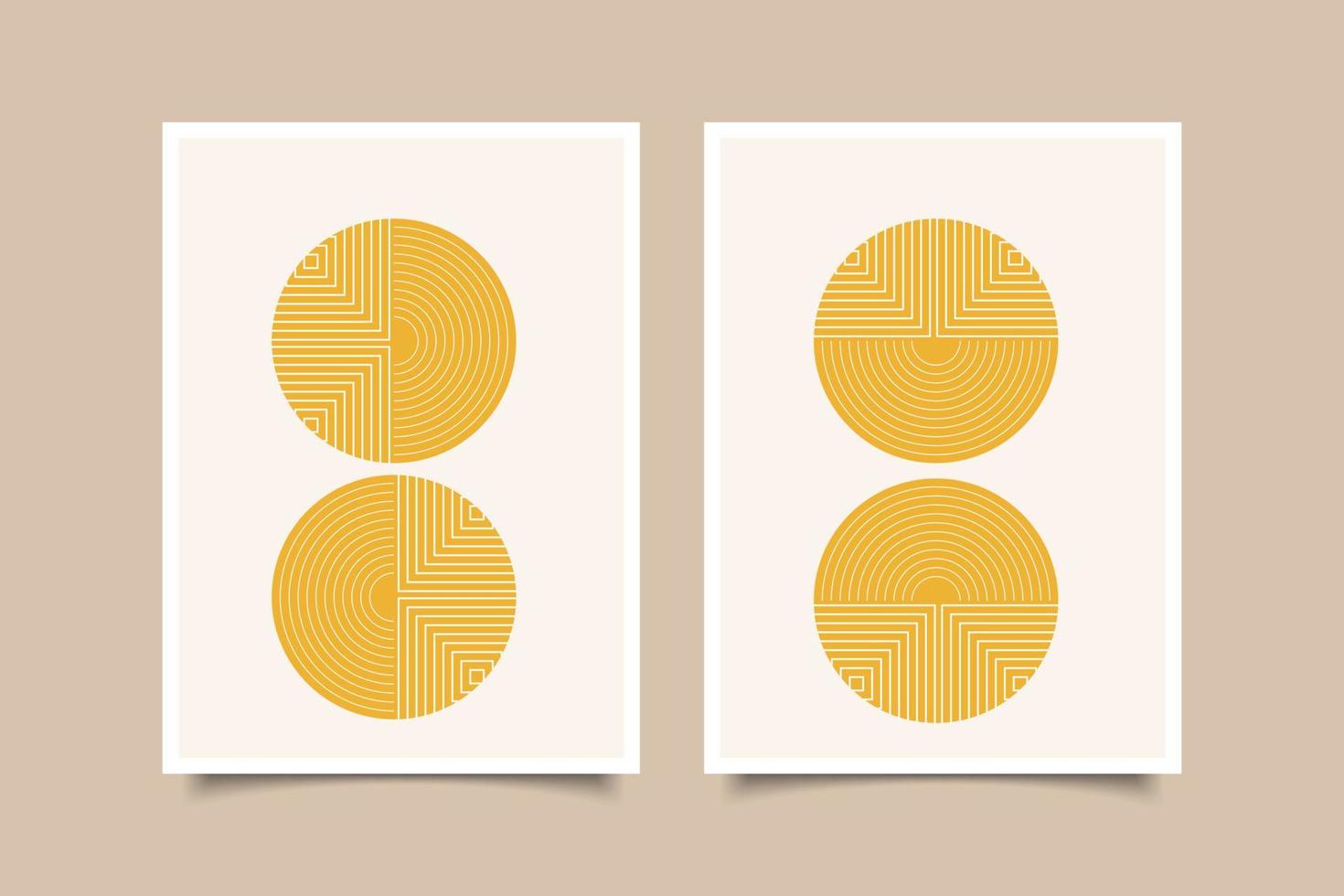 set of modern wall art poster abstract minimalist line art vector