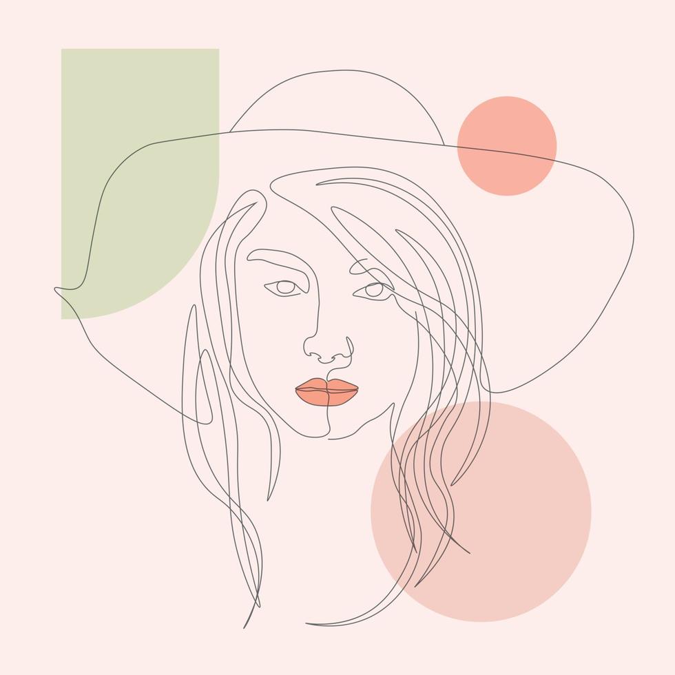 abstract aesthetic women face illustration pastel outline drawing vector
