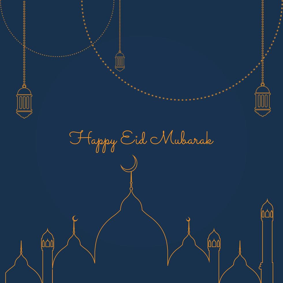 happy eid mubarak greeting card background vector