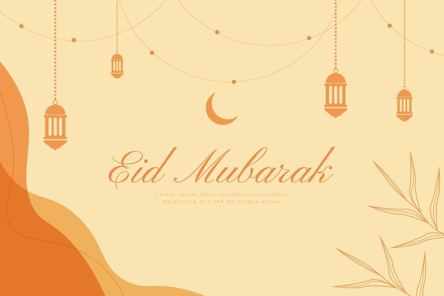 happy eid mubarak greeting card background vector