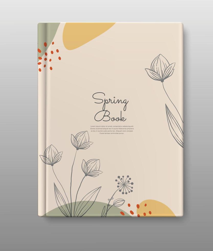 portada de libro de primavera minimalis diseño botánico vector