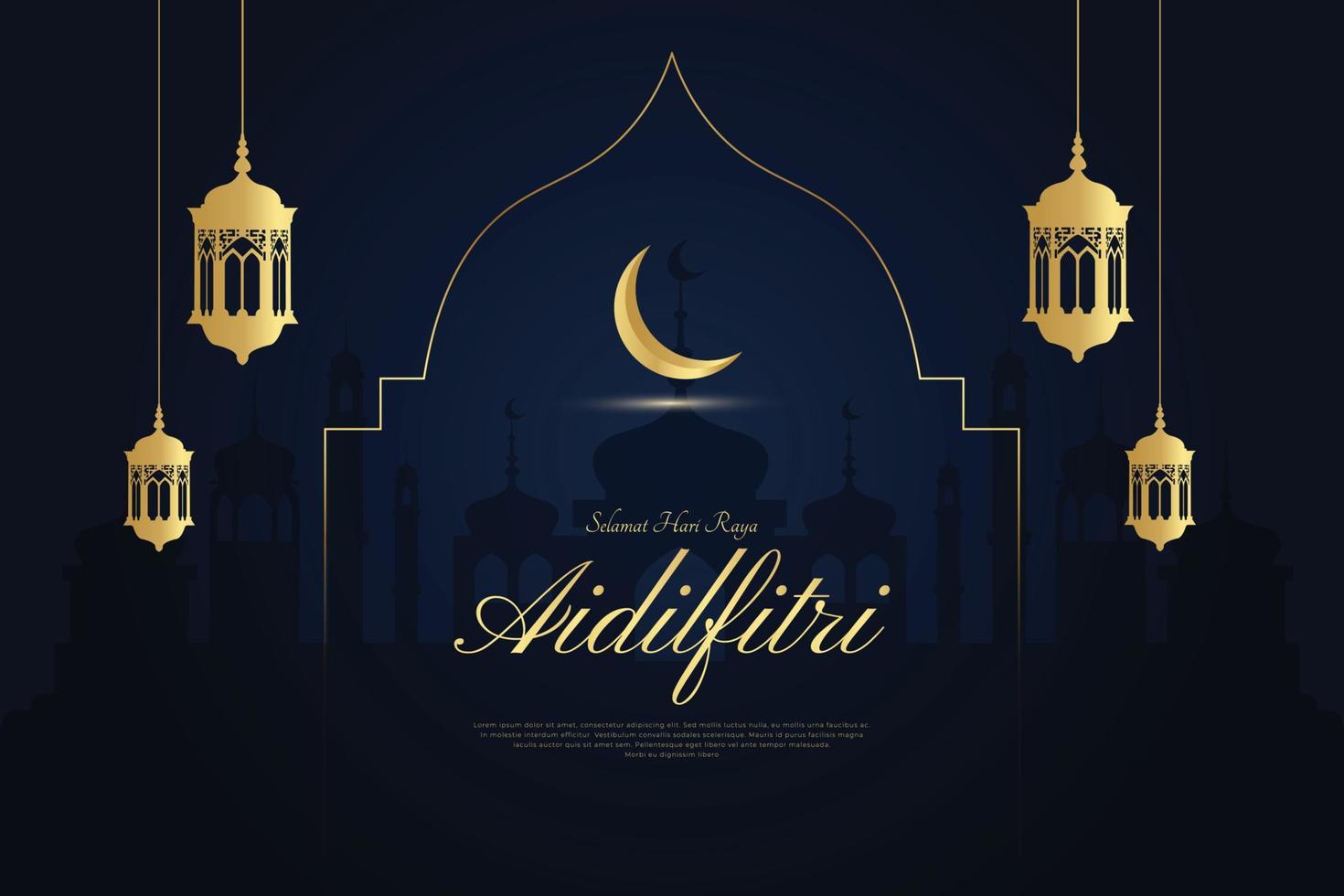 Islamic greeting card happy Eid Al-Fitr Islamic background vector