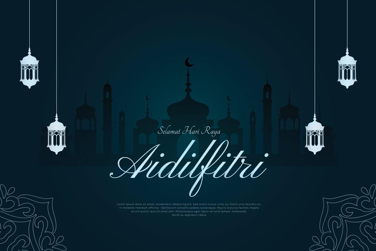 Islamic greeting card happy Eid Al-Fitr Islamic background vector