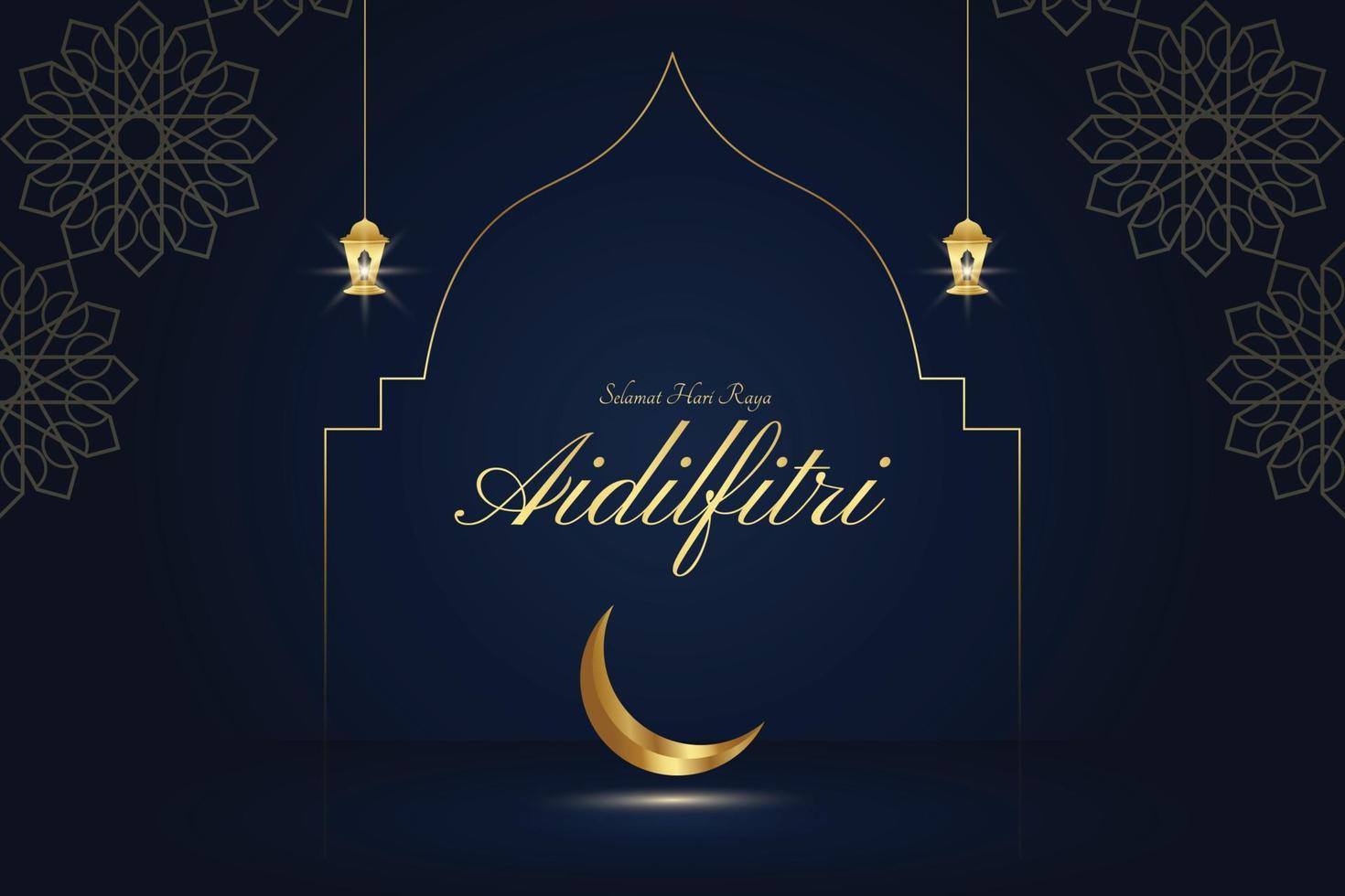 Islamic greeting card happy Eid Al-Fitr Islamic background vector