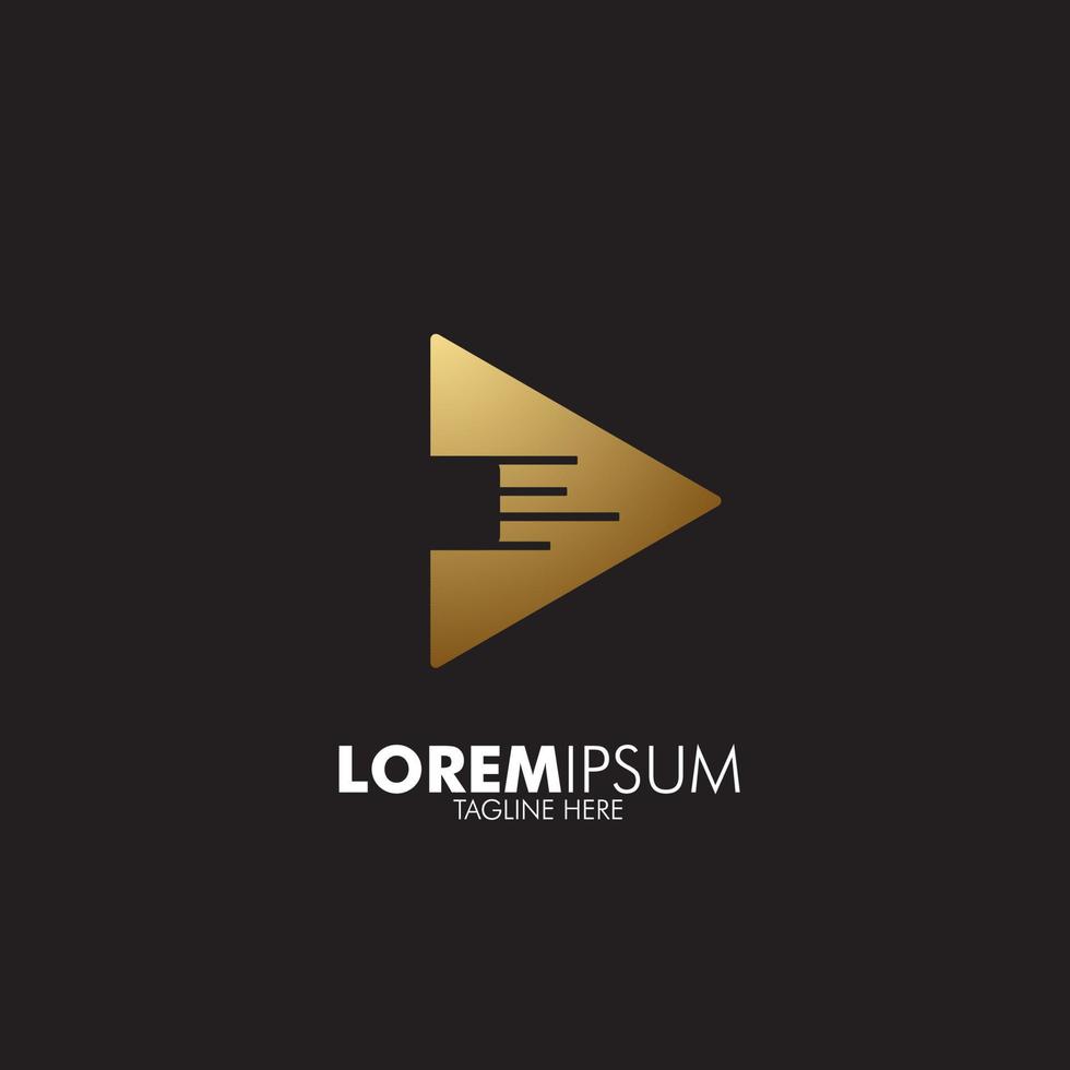 icono del logotipo de reproducción dorada para la compañía de reproductores de música y medios, vector