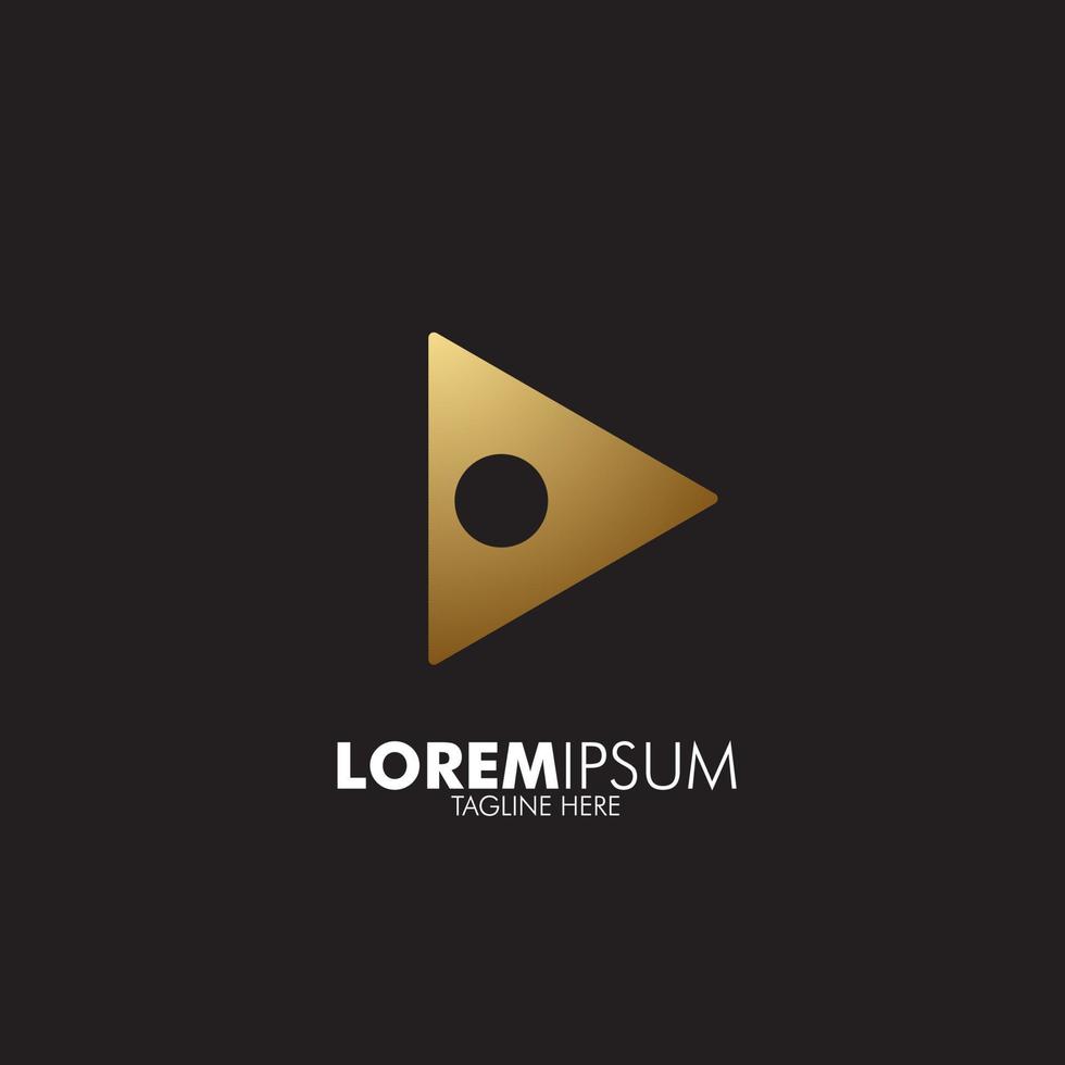 golden play logo icon for music and media player company, vector
