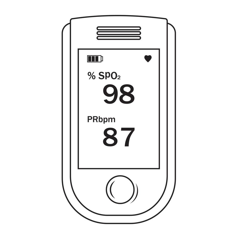 oxygen measuring device, black contour isolated vector illustration in cartoon style