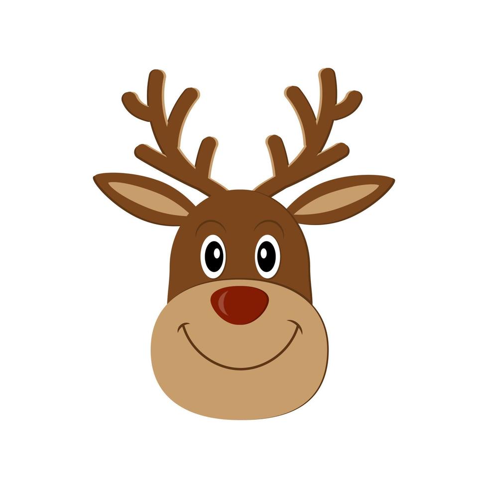 Reindeer Christmas character, vector illustration isolated on white background