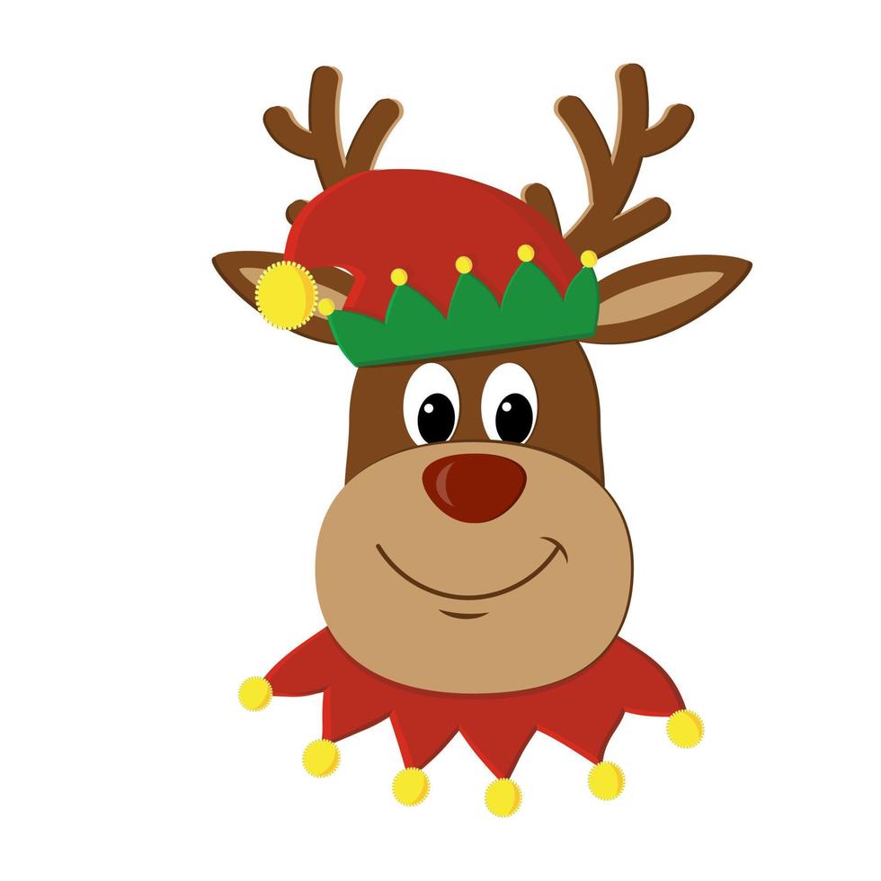 Reindeer Christmas character, vector illustration isolated on white background