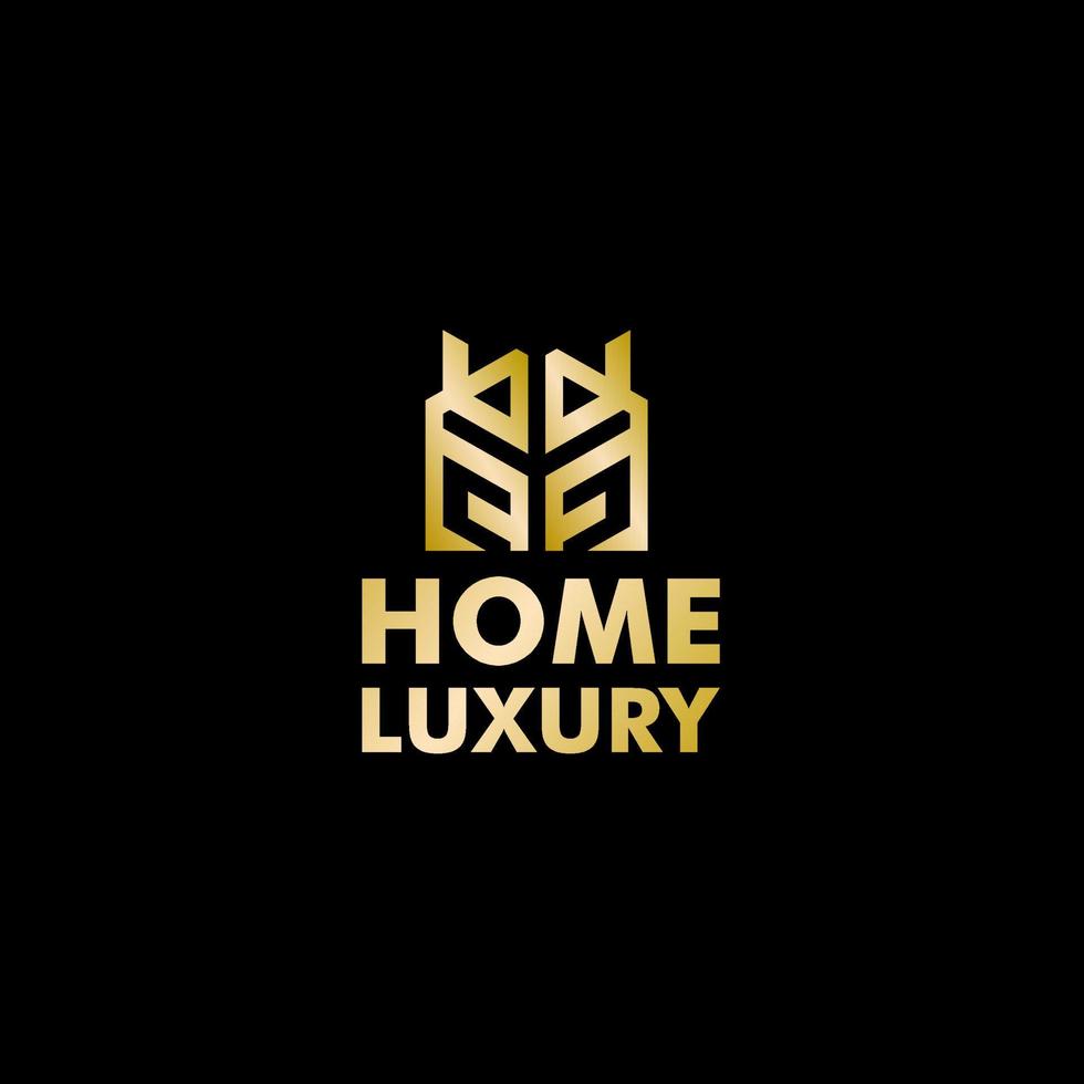 logotipo de lujo hohome con icono dorado, lujo vectorme vector