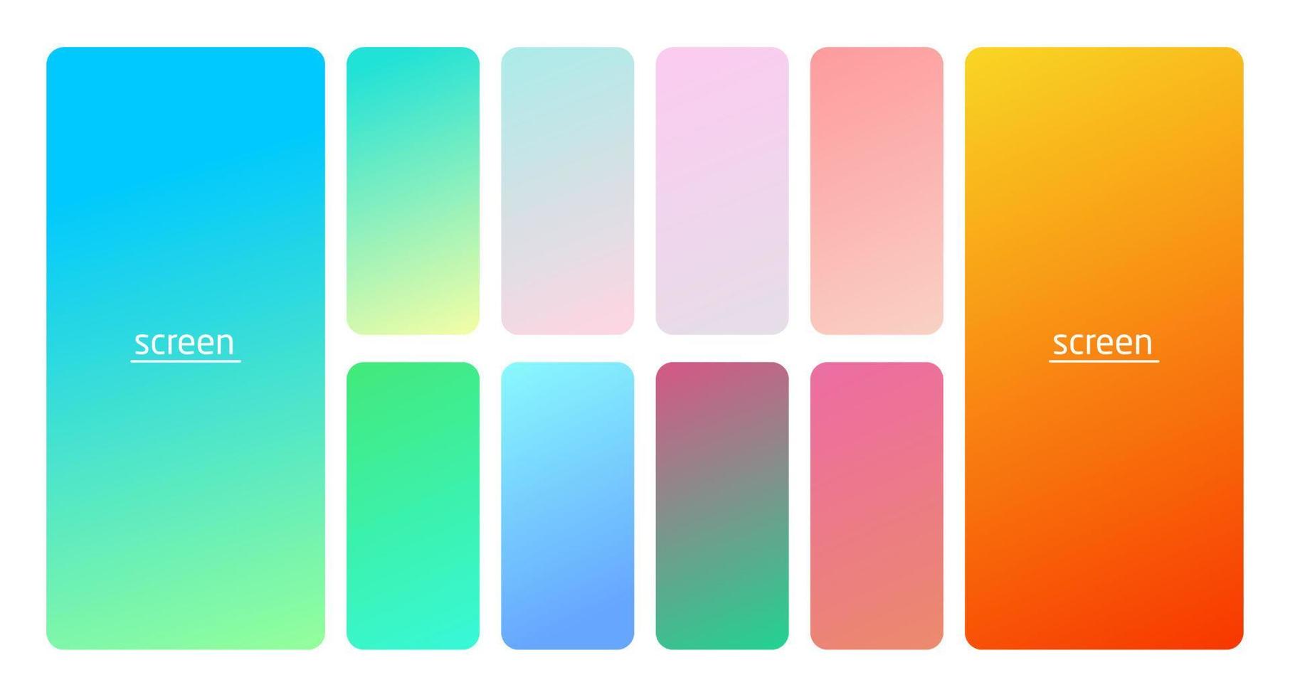 Pastel gradient smooth and soft vibrant color background set. vector