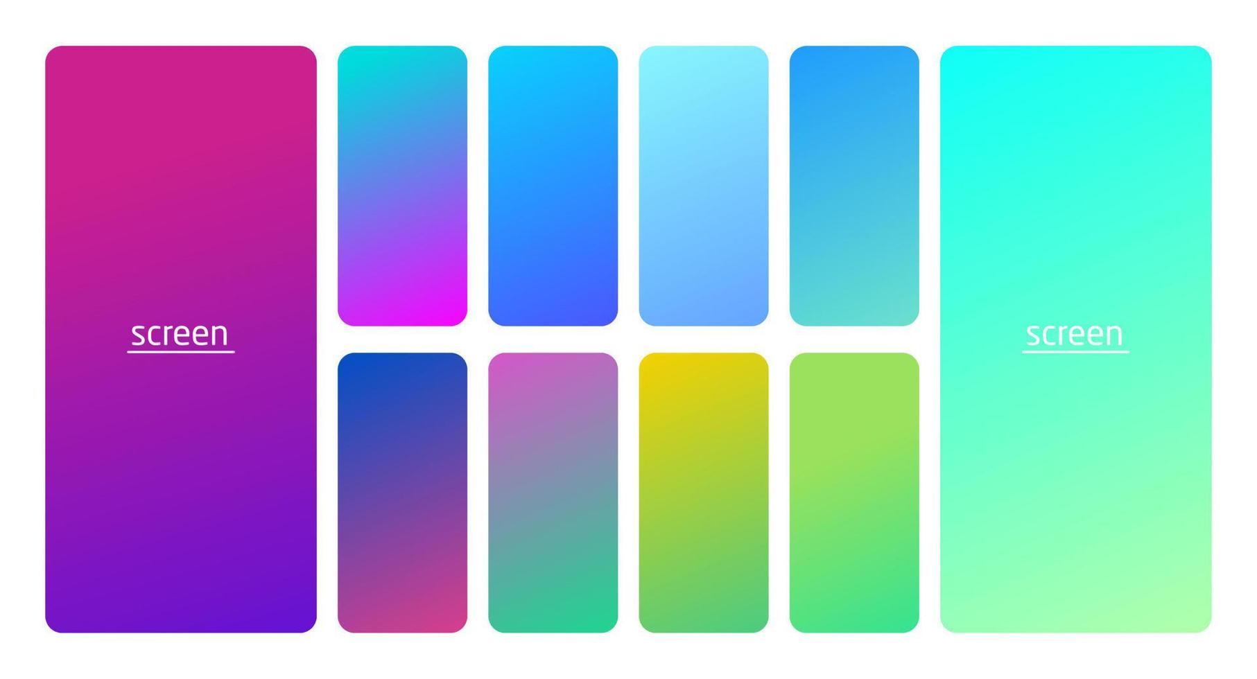 Pastel gradient smooth and soft vibrant color background set. vector