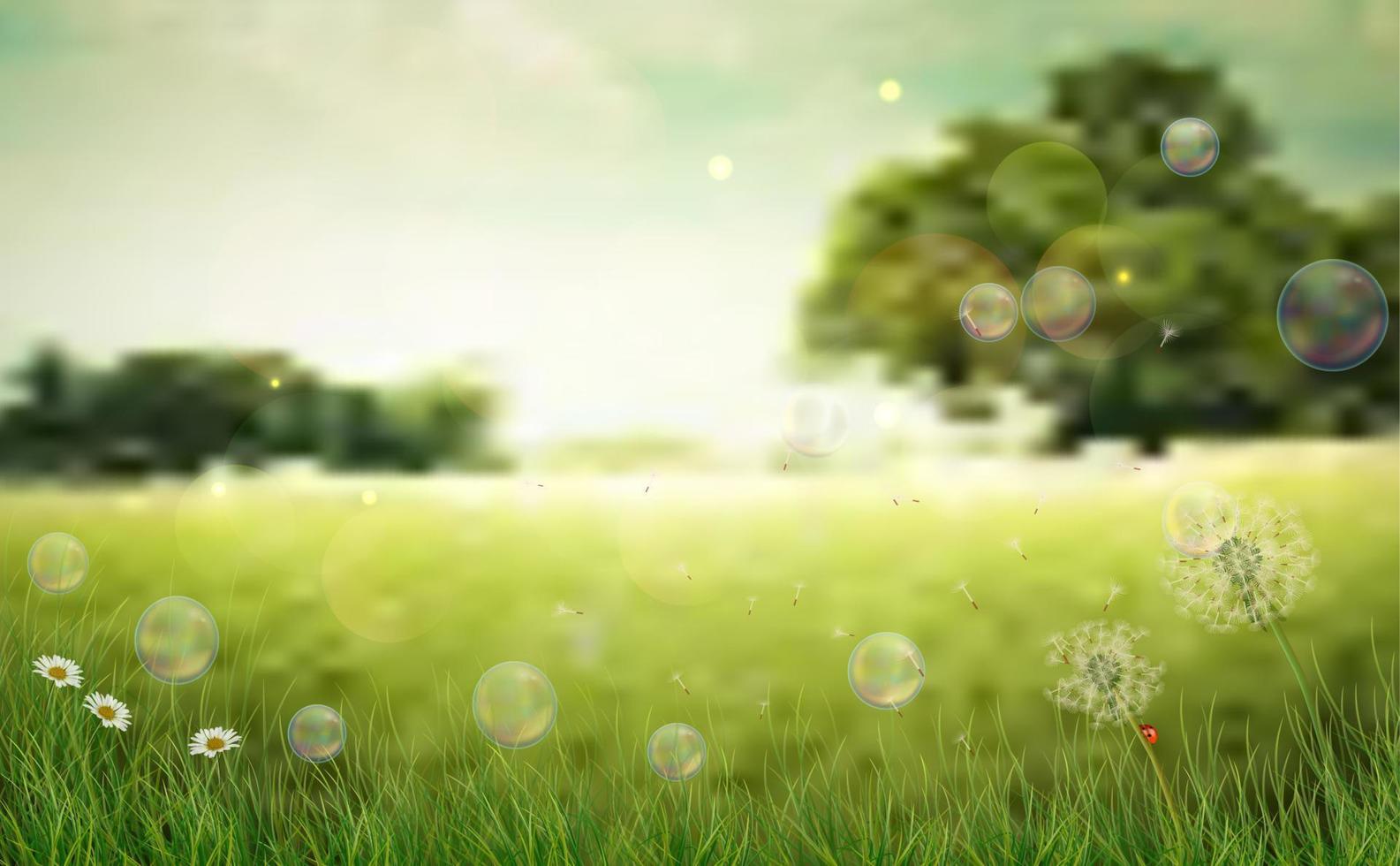 bellamente pradera de primavera flores de colores vector
