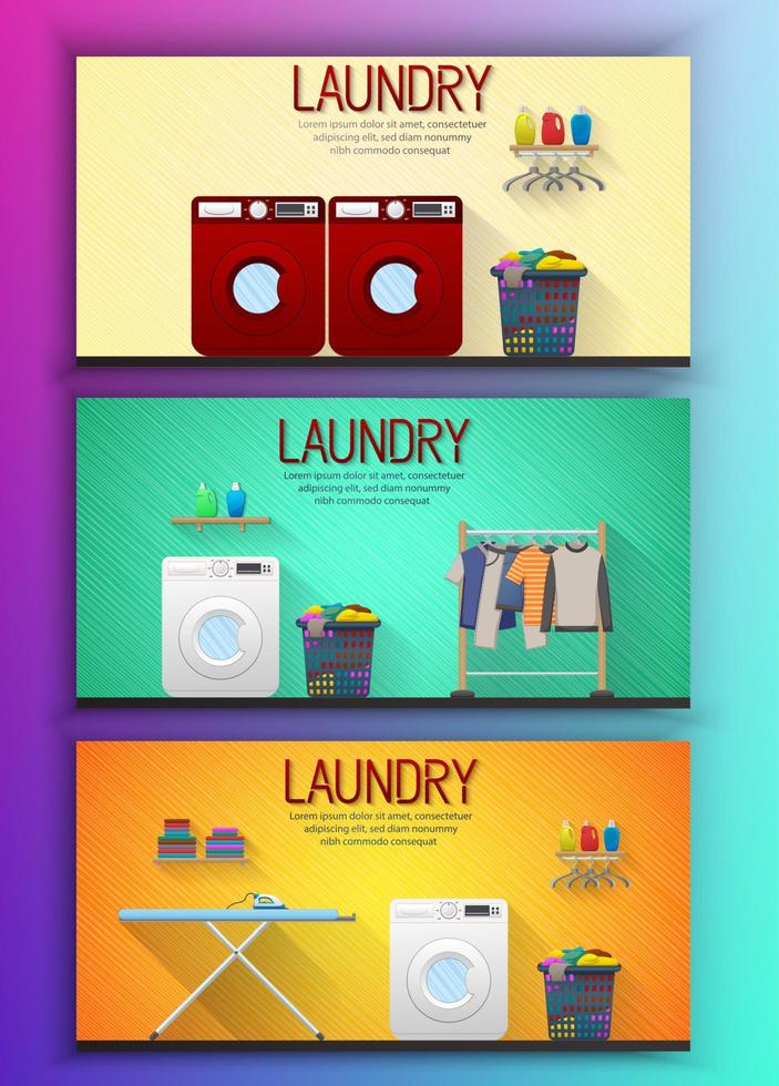 Laundry service banner template with Laundry room interior vector