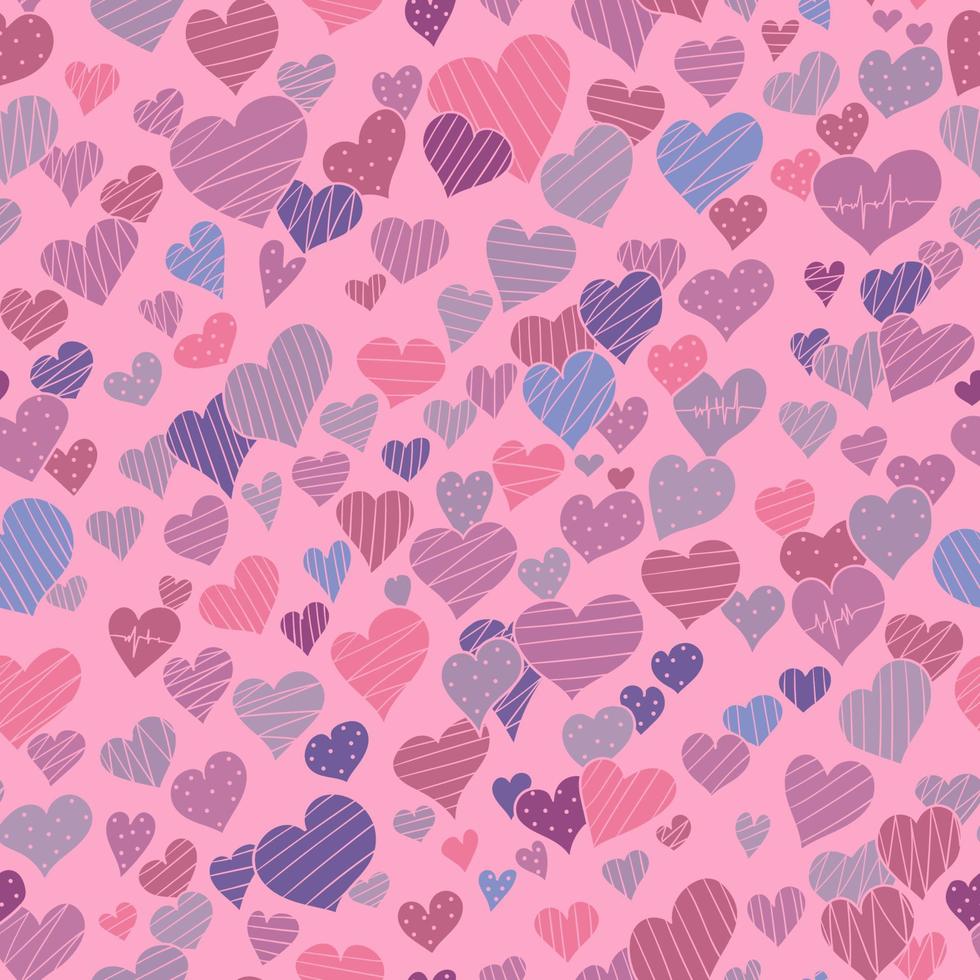 hand-drawn doodle seamless pattern with hearts vector
