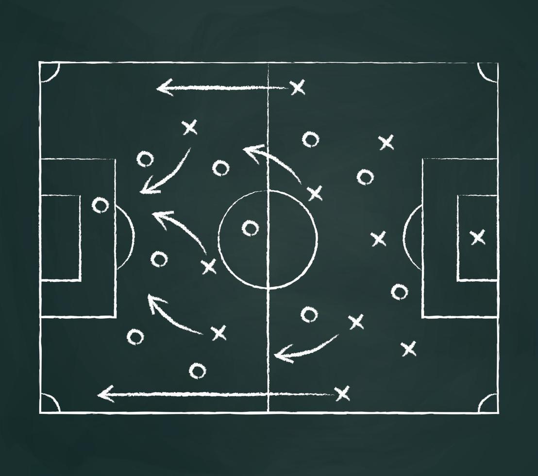 fondo de tablero oscuro con tácticas de fútbol - vector