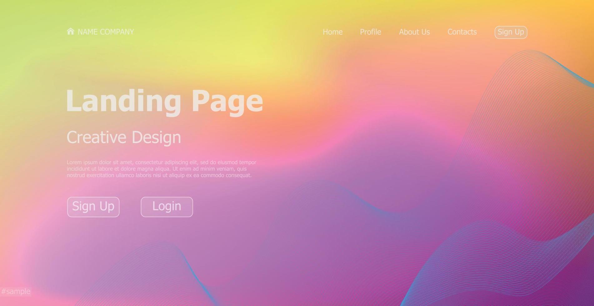 Gradient colorful web template landing page digital website landing page design concept - Vector