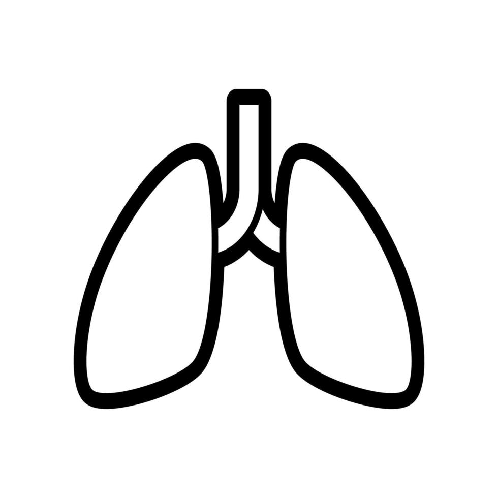 icono de pulmones de línea delgada sobre fondo blanco - vector