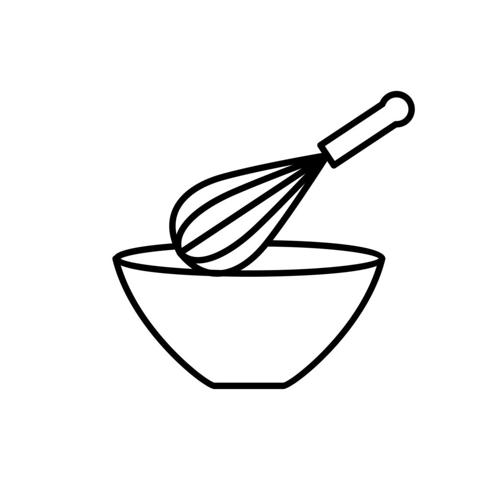 icono de batidor de cocina de línea delgada aislado sobre fondo blanco - vector